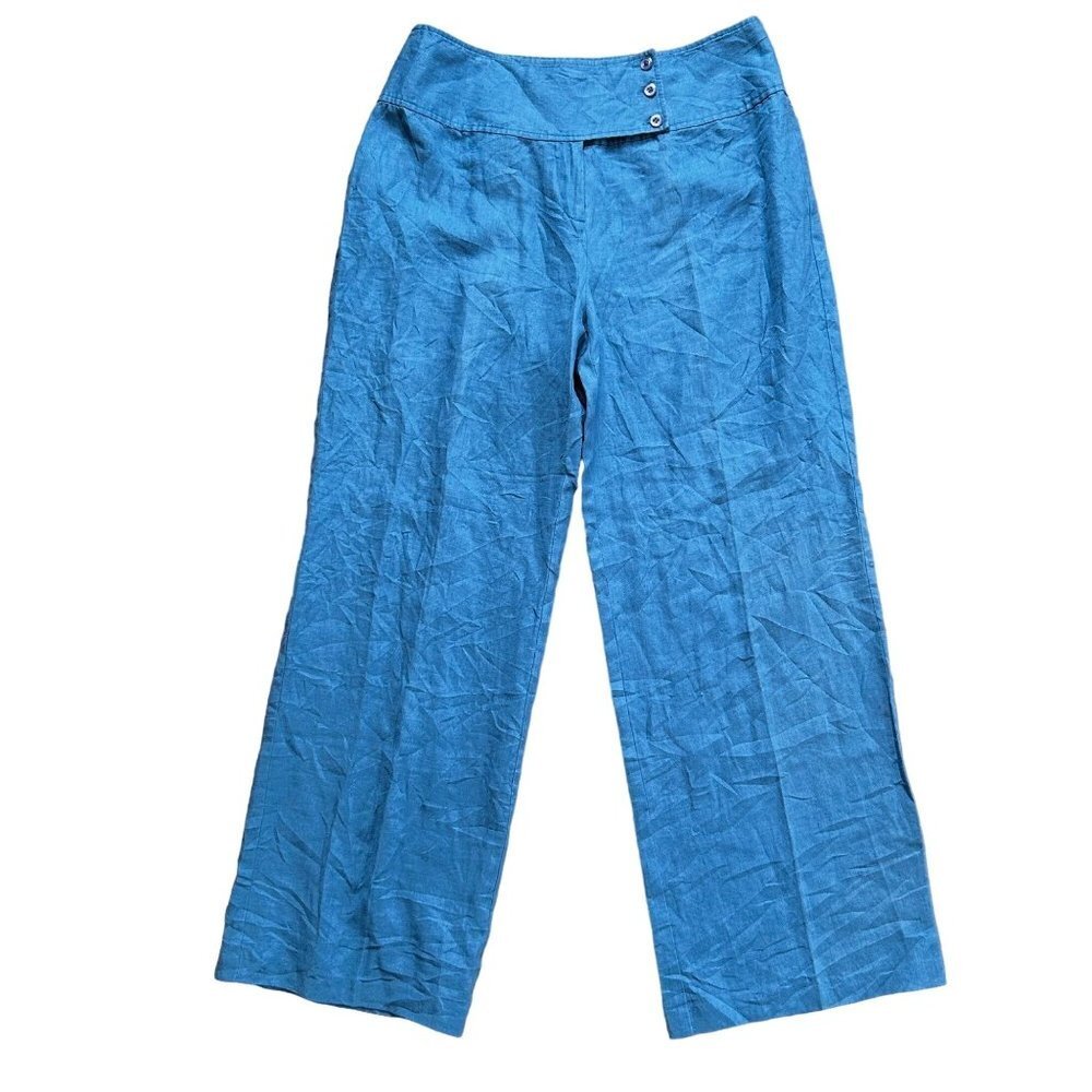 Vintage Willi Smith Womens Pants Size 14 Linen Wide Leg Trousers 90s Y2K New - Picture 2 of 12